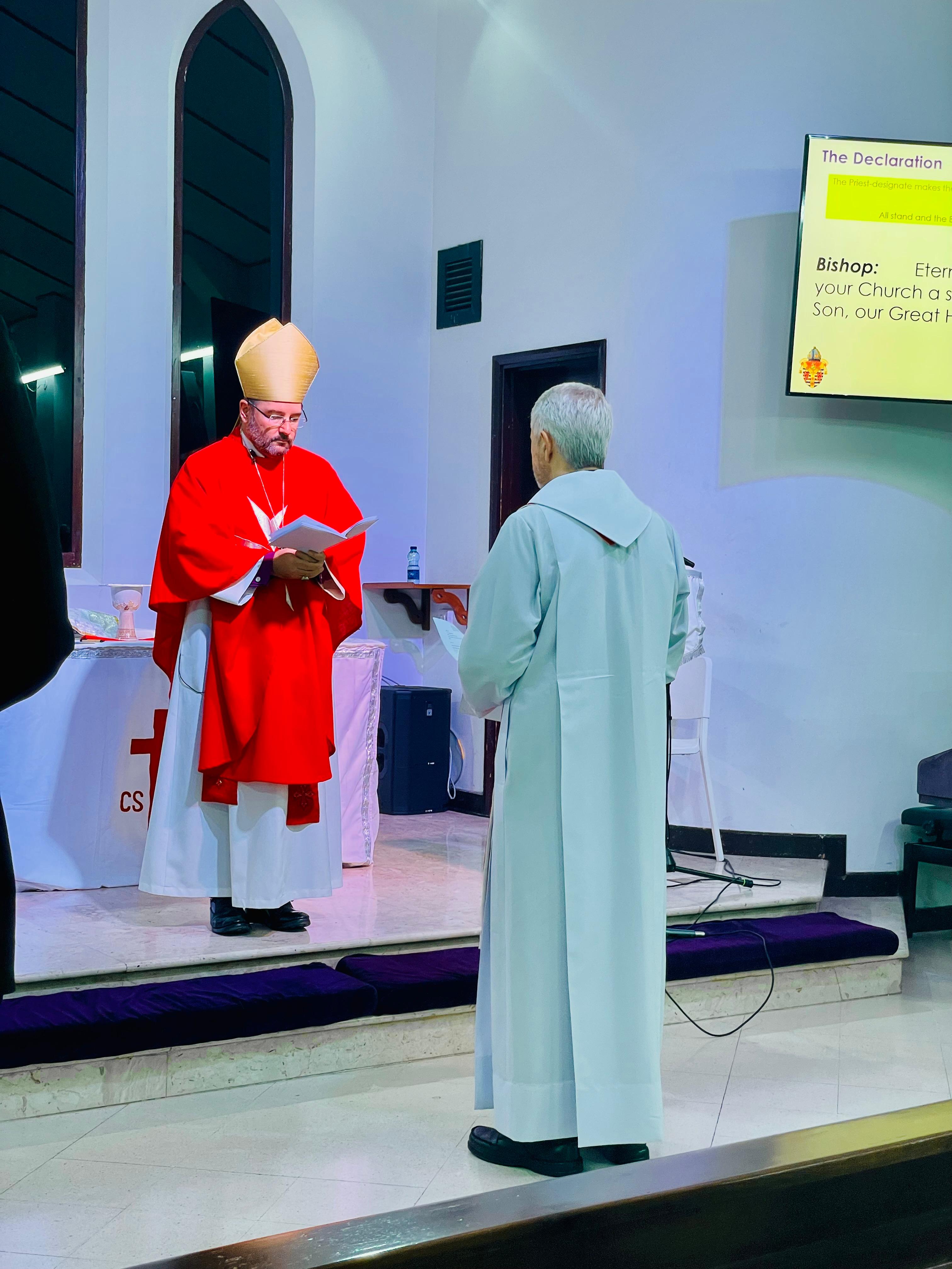 Induction service at The Church of St John Muscat – Bishop commissioning Fr Andrew